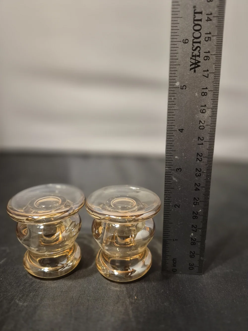 Amber Glass Candle Holders -set Of 2 NWOT's